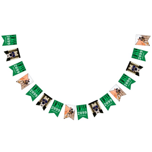 Green Row of Tassels Photo Graduation Bunting Flags (All)