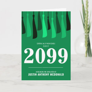 Green Row of Tassels Photo Graduation Invitation