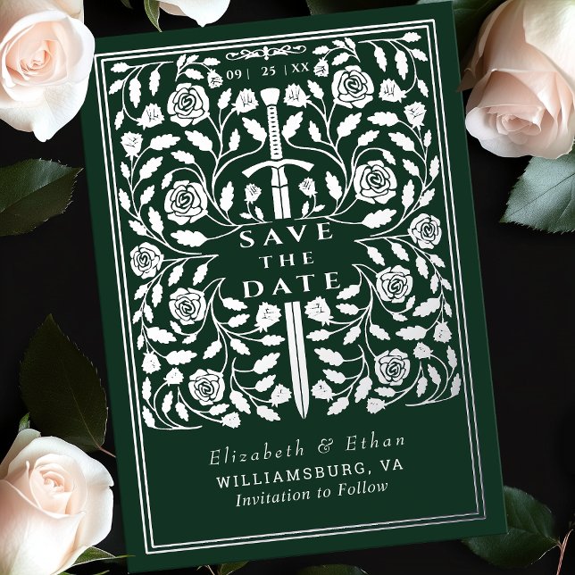 Green Royal Medieval Sword Wedding Save the Date (Creator Uploaded)