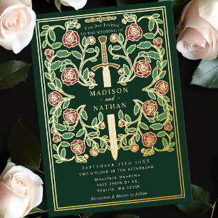 Green Royal Sword Floral Medieval Fantasy Wedding