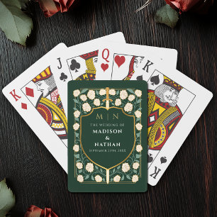 Green Royal Sword Shield Wedding Favour Playing Cards