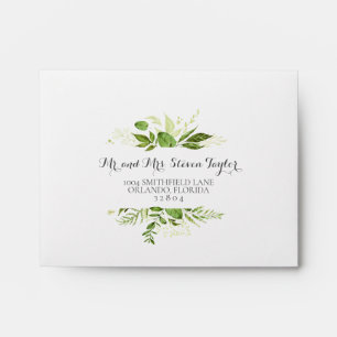 Green RSVP Wedding Envelopes, Rustic Greenery Envelope