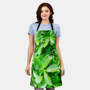 Green Rubber Tree Leaves, Full Print Apron