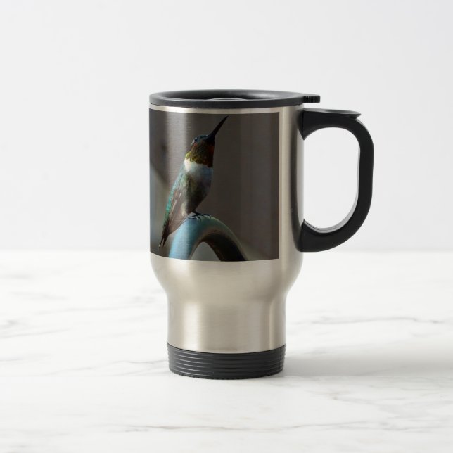 Green Ruby little Hummingbird Travel Mug (Right)