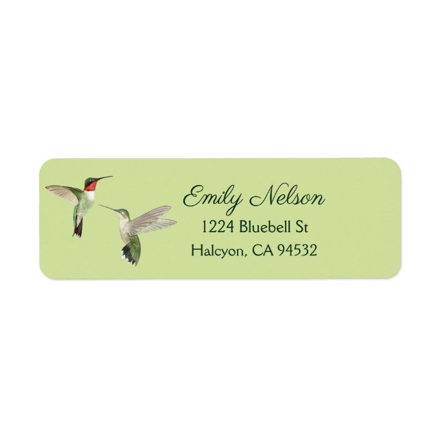 Green Ruby-throated Hummingbirds Return Address (Front)