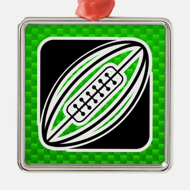 Green Rugby Metal Ornament (Front)