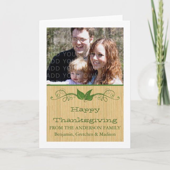 Green Russe Feuille Thanksgiving Carte photo (Devant)