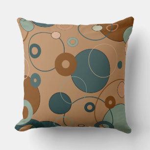Green Rust and Clay Circles Throw Pillow