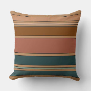Green Rust and Clay Stripes Throw Pillow
