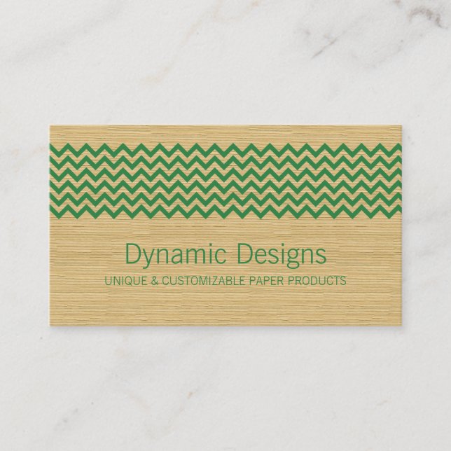 Green Rustic Chevron Carte de visite (Devant)