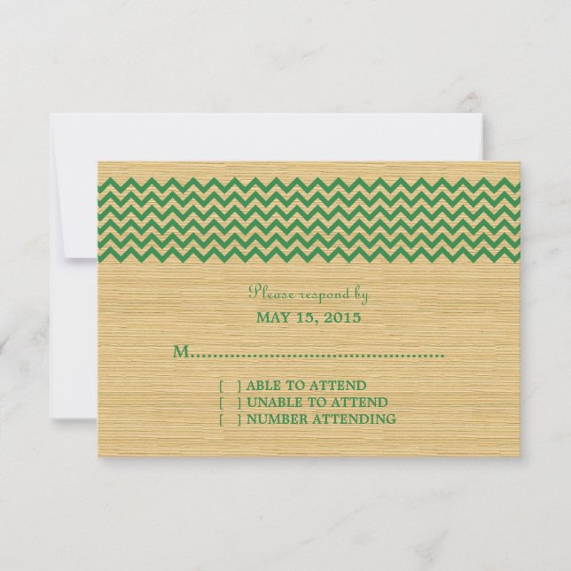Green Rustic Chevron Response Card (Front)