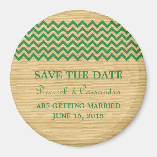 Green Rustic Chevron Save the Date Magnet