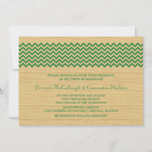 Green Rustic Chevron Wedding Invite