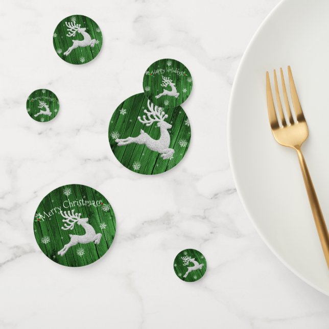 Green Rustic Christmas Reindeer Table Confetti (Group)