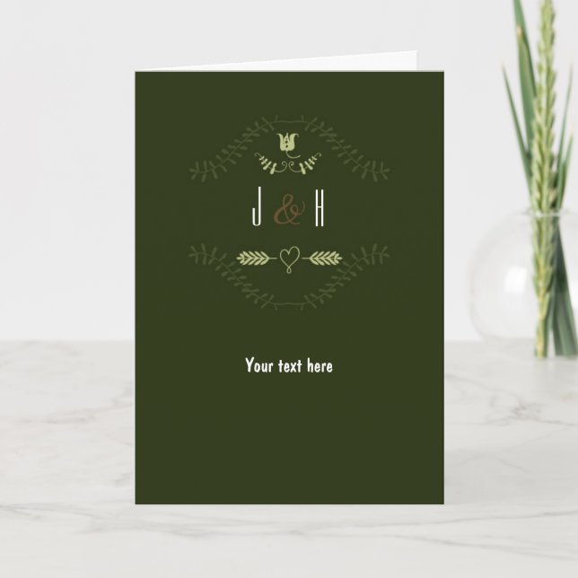 Green Rustic Forest Wedding Thank You Fold Card (Front)