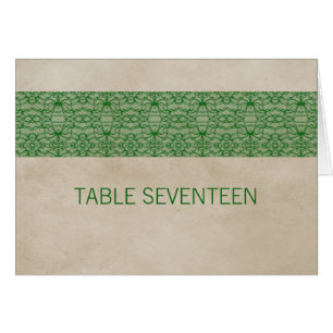 Green Rustic Lace Table Number Card