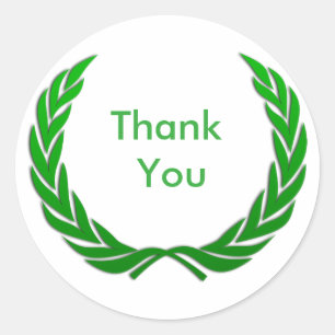 Green Rustic Laurel Wreath Thank You Classic Round Sticker