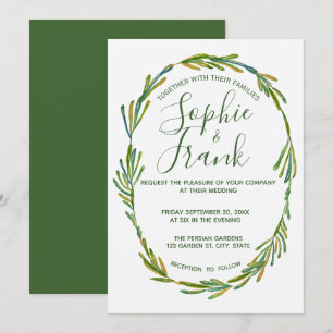 Green Rustic Leafy Personalized Wedding Invitation