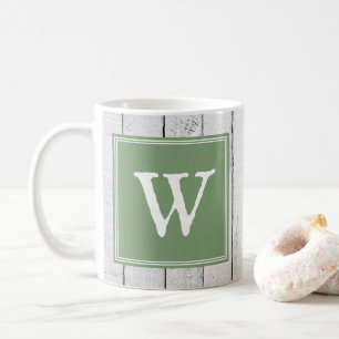 Green Rustic Monogram Mug