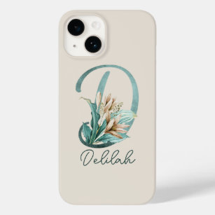 Green Rustic Off-White Lilies Letter D Monogram Case-Mate iPhone 14 Case
