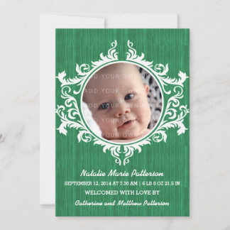 Green Rustic Swirls Baby Announcement