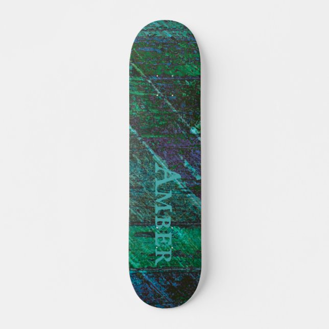 Green Rustic Traditional Wood Personalized Skateboard (Front)