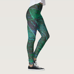 Green Rustic Traditional Wood Print Leggings