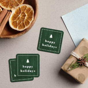 Green Rustic Tree Woodgrain Christmas Sticker