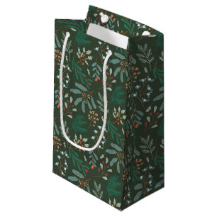 Green Rustic Winter Botanical Small Gift Bag