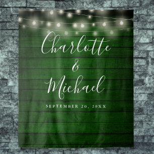 Green Rustic Wood Wedding Photo Booth Backdrop Tapestry