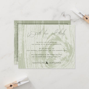 Green Rustic Woodgrain Spring Wedding Thank You Invitation