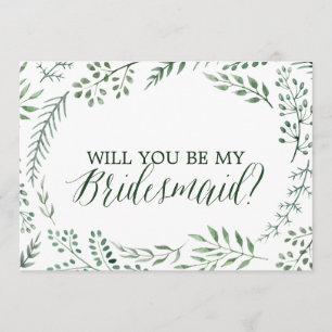 Green Rustic Wreath Serez-Vous Ma Carte De Femme D