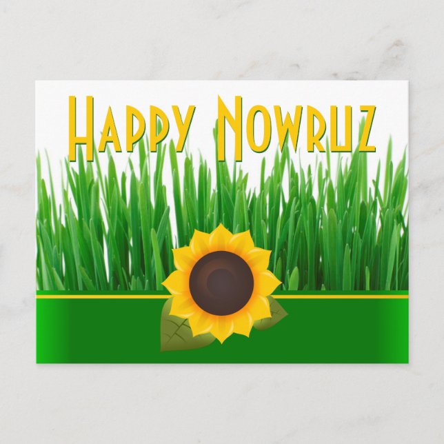 Green Sabzeh Sunflower Iranian New Year Nowruz Holiday Postcard (Front)