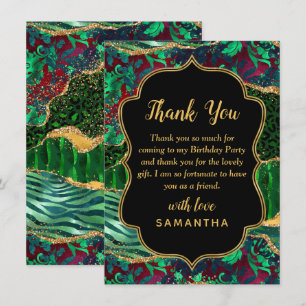 Green Safari Agate Birthday Thank You Card