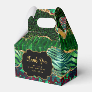 Green Safari Agate Birthday Thank You Favor Box
