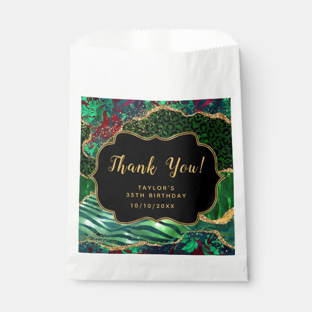 Green Safari Agate Birthday Thank You Favour Bag (Front)