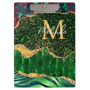 Green Safari Animal Print Agate Clipboard