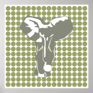 Green Safari Dot with Pop Art Elephant Poster