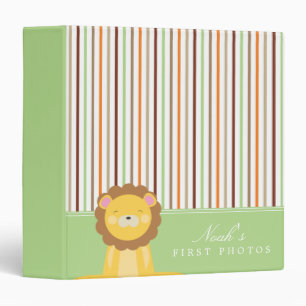 Green   Safari Lion And Stripes Binder
