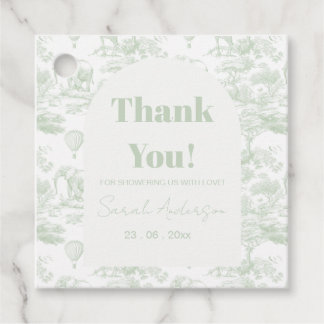 Green Safari Toile D Jouy Jungle Theme Baby Shower Favour Tags