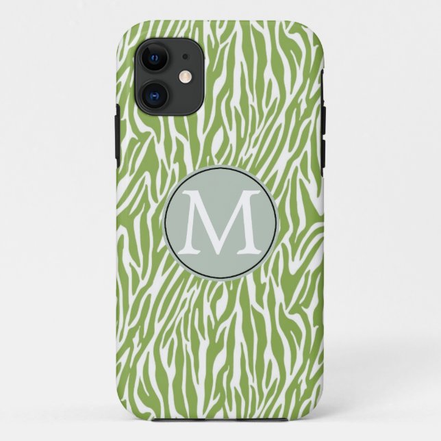Green Safari Zebra Print Case-Mate iPhone Case (Back)