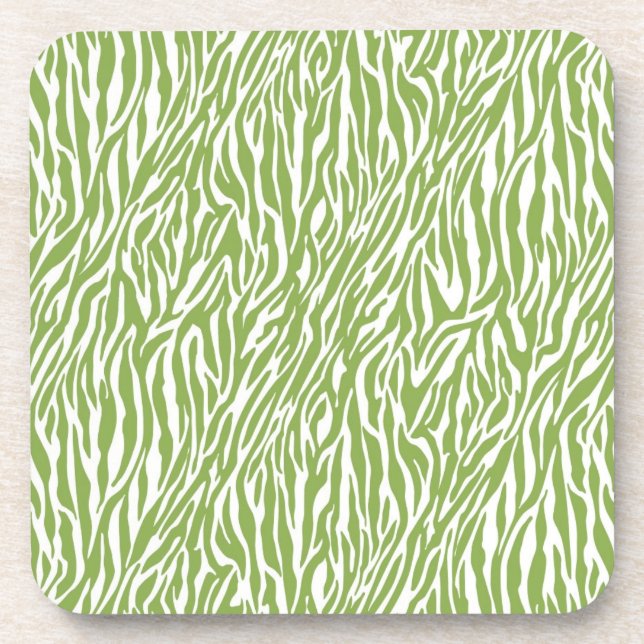 Green Safari Zebra Print Coaster (Front)