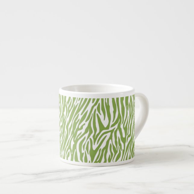Green Safari Zebra Print Espresso Cup (Front Right)