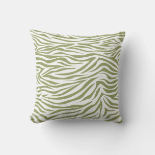 Green Safari Zebra Throw Pillow
