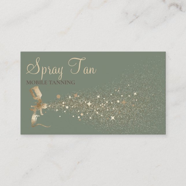 Green Sage Aftercare Instructions Spray Tanning Business Card (Front)
