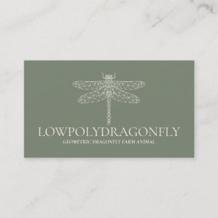 Green Sage Animal Lowpoly Dragonfly Business Card