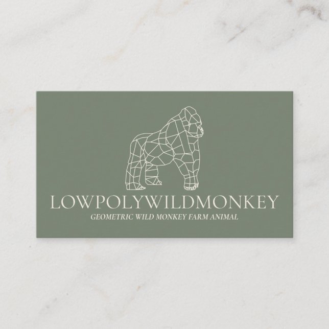 Green Sage Animal Lowpoly Gorilla Monkey Business Card (Front)