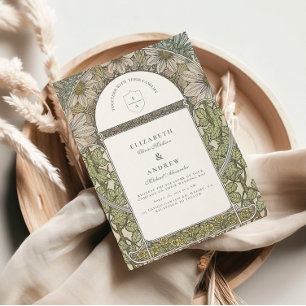 Green Sage Art Nouveau wedding Invitation