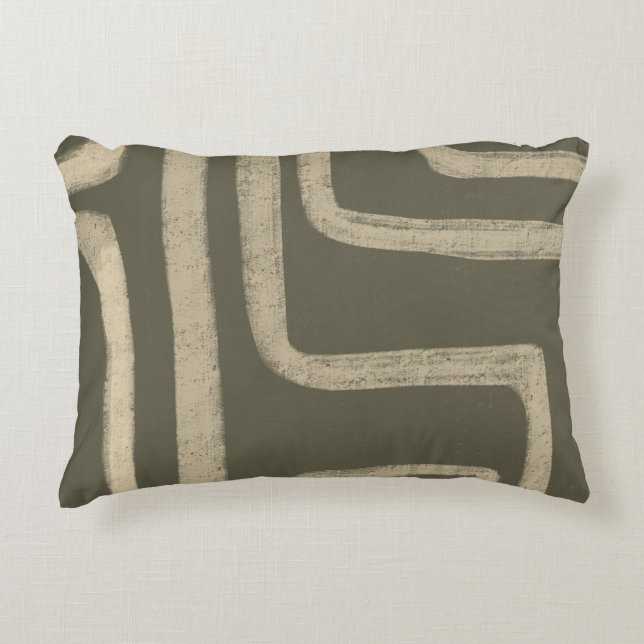 Green Sage Beige Rustic Throw Pillow  (Front)