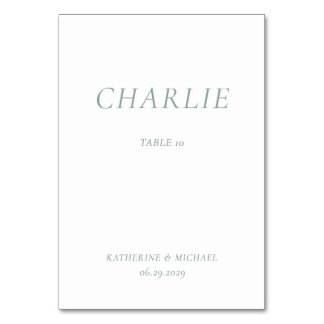 Green Sage Elegant Wedding Table Cards